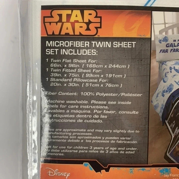 NWT Star Wars Twin Bed Sheets Set Galaxy Far Far Away - Picture 6 of 7